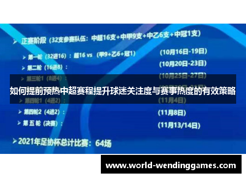 如何提前预热中超赛程提升球迷关注度与赛事热度的有效策略