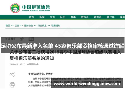 足协公布最新准入名单 45家俱乐部资格审核通过详解 足协公布最新准入名单 45家俱乐部资格审核通过详解