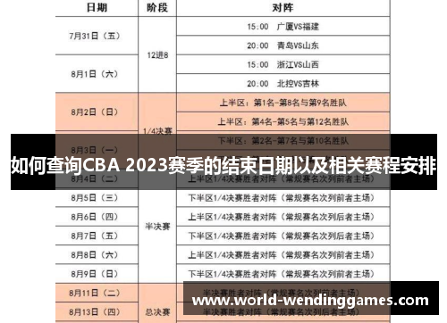 如何查询CBA 2023赛季的结束日期以及相关赛程安排