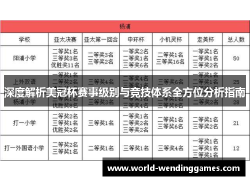 深度解析美冠杯赛事级别与竞技体系全方位分析指南
